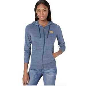 North Face Women's Sweatshirt Top Full Zip Hoodie Blue XL Pockets Athleisure